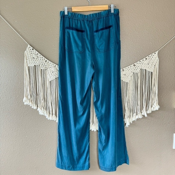 Soft Surroundings Lush Living flowy pants loose fit pull on blue tencel D - Picture 3 of 9